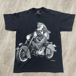 Vintage 1996 Bugs Bunny Shadow Motorcycle Harley shirt USA Changes Size L